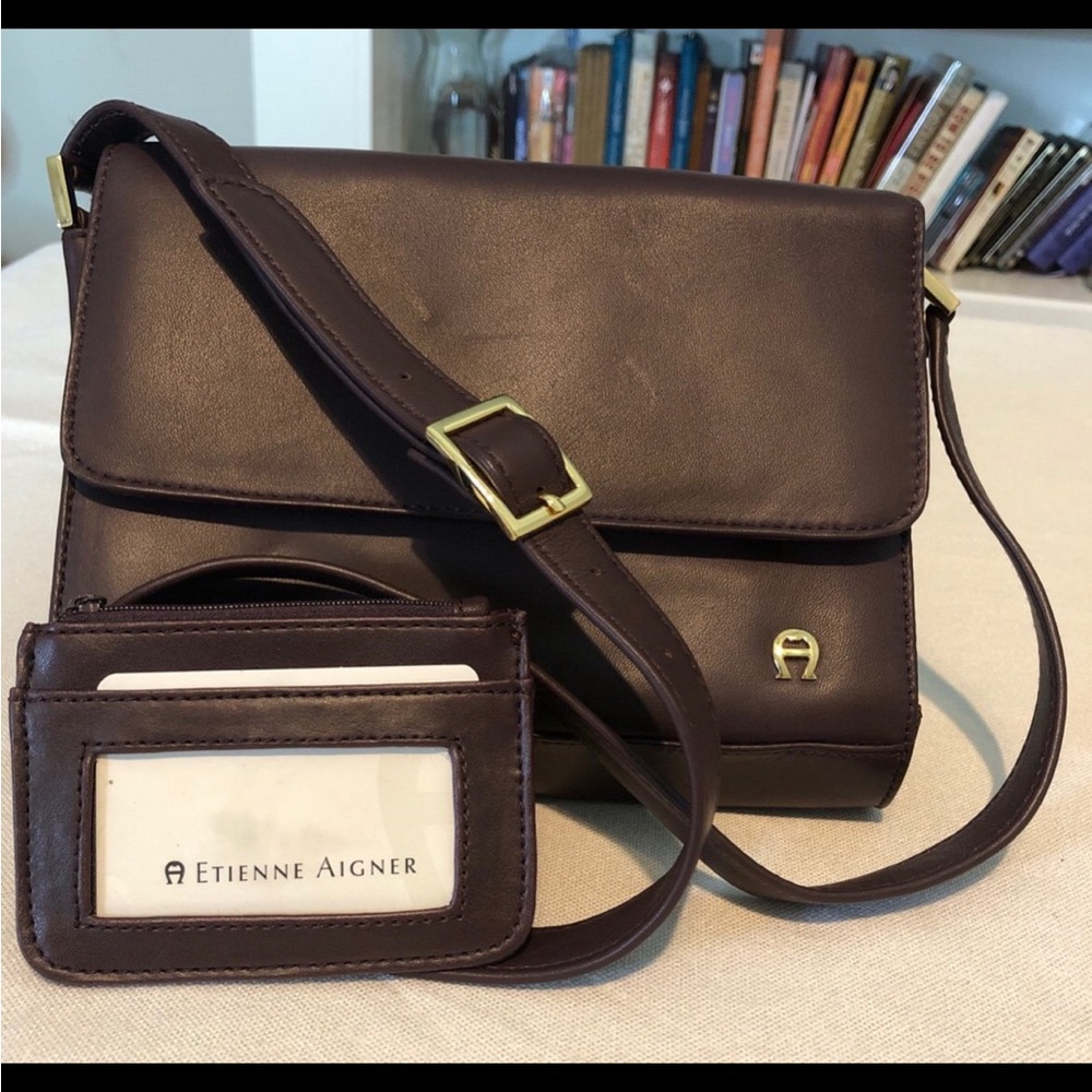 Etienne Aigner Genuine leather Dark Brown Shoulder, Crossbody Bag